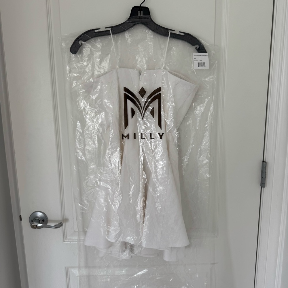 Milly Cameron Solid Linen Strapless Dress White Size 2 - Picture 13 of 13